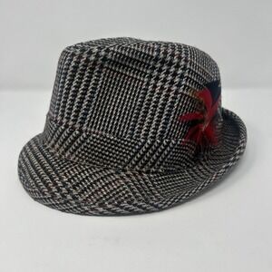 Vintage United Hatters Cap & Millinery Wkrs. Int. Union Houndstooth Fedora 7 1/4